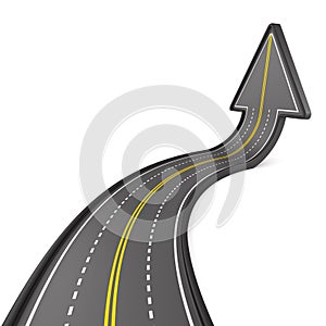 Direction of road on white background. Isolated 3D illustration