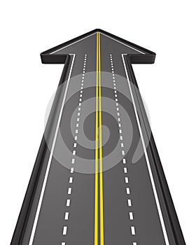 Direction of road on white background. Isolated 3D illustration