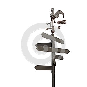 Direction sign with blank spaces for text isolated on white