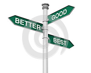 Direction Sign of Good, Better, and Best