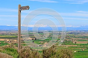 Direction sign to observation platform Tozal Redondo near Albalate de Cinca, Spain