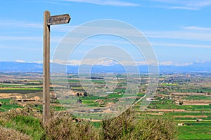 Direction sign to observation platform Tozal Redondo near Albalate de Cinca, Spain photo