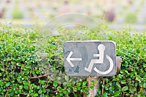 Direction signs for disabled.