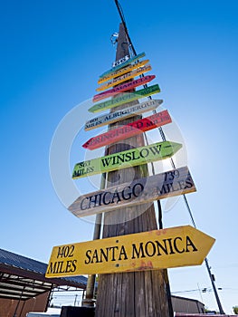 Direction signs to famous cities at Route 66