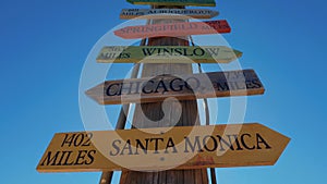 Direction signs to famous cities at Route 66