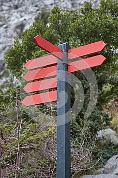 Direction signs on a trail