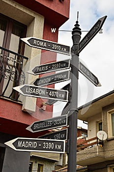 Direction to different places of the world photo