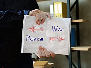 Direction Way to  Peace versus War  contrast concept