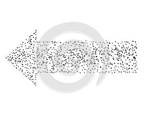 The directional arrow is formed by a flock of birds, conceptual image on white background