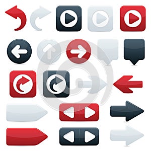 Directional Arrow Icons in Black, Red & White