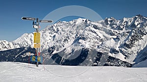 Directional sign in the French Alps, Chamonix