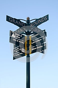 Directional Sign at Lake of the Isles in Minneapolis