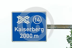 Directional sign on the motorway