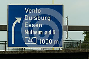 Directional sign on the motorway A 3