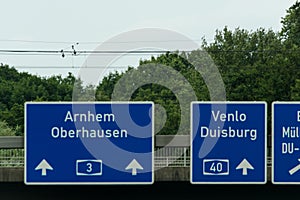 Directional sign on the motorway A 3