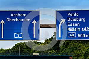 Directional sign on the motorway A 3