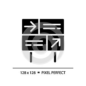Directional sign pixel perfect black glyph icon