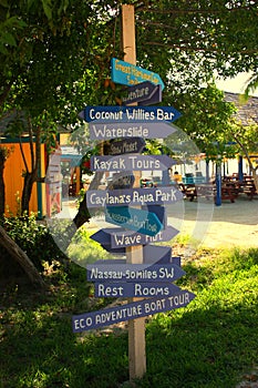 Directional sign post in Coco cay photo