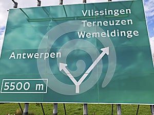 Directional sign for shipping on the Volkerak richtng the Schelde-Rhine Canal and the Keeten