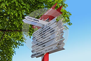 Directional sign to all the tourist spots in Tallinn Estonia