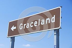 Directional sign to Graceland, home of Elvis Presley, Memphis, TN