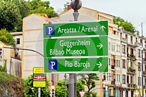 Directional Sign to Guggenheim Museum in Bilbao Spain photo