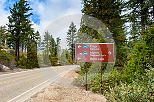 Directional Sign to Kings Canyon and Sequoia National Park