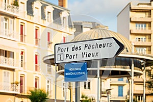 Directional Sign to Ports in Biarritz France