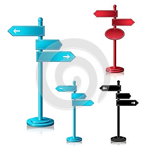Directional signposts isolated on white background