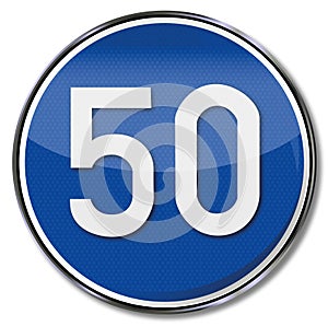 Directional traffic sign speed 50 kmh