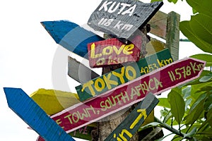 Directional wooden signs