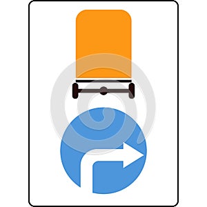 Directions of movement to the right of vehicles with dangerous goods.