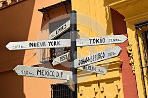 Directions Pole in South America with distances