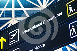 Directions on the sign at the airport - International Departures