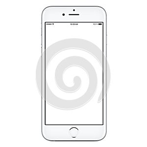 Directly front view of white mobile smart phone mockup