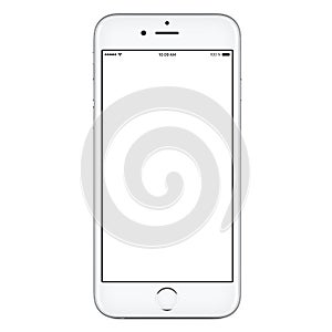 Directly front view of white mobile smart phone mockup photo