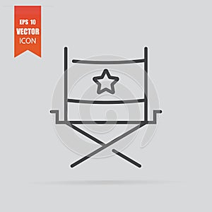Director chair icon in flat style isolated on grey background