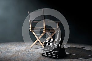 Director Chair, Movie Clapper and Megaphone in the volumetric li