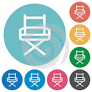 Director chair outline flat round icons photo