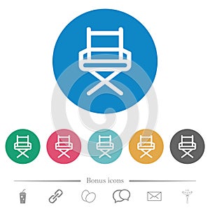 Director chair outline flat round icons photo