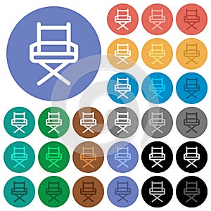 Director chair outline round flat multi colored icons