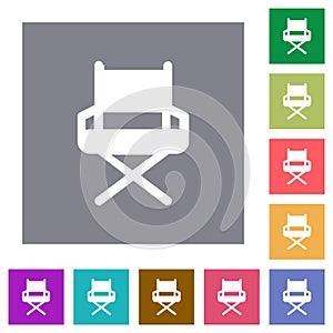 Director chair solid square flat icons photo