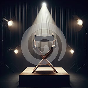 Director's Chair in Beam of Light. ai generative
