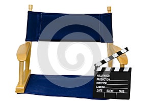 Director's Chair with Clapboard Isolated Closeup