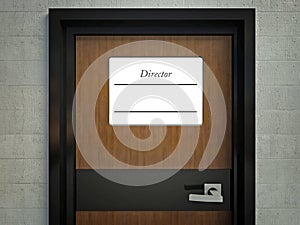 Director sign with copy space for name on door