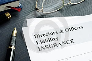 Directors and Officers Liability D&O insurance form photo