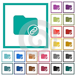 Directory attachment flat color icons with quadrant frames