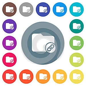 Directory attachment flat white icons on round color backgrounds