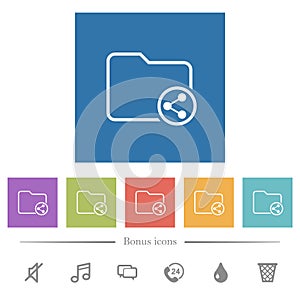 Directory share outline flat white icons in square backgrounds