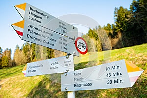 Directory of walking and cycling routes near Lake Constance in Austria, Bregenz and Pfender